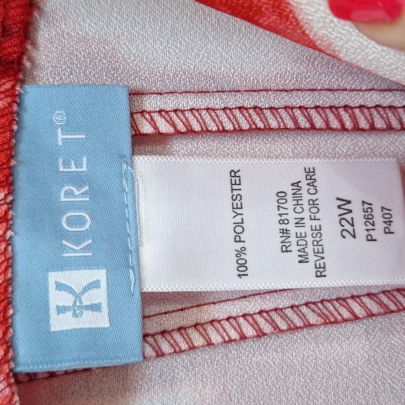 Koret Formal Vibrant Red,Pink and White Sleeveless Dress. Size 22W - Picture 7 of 7